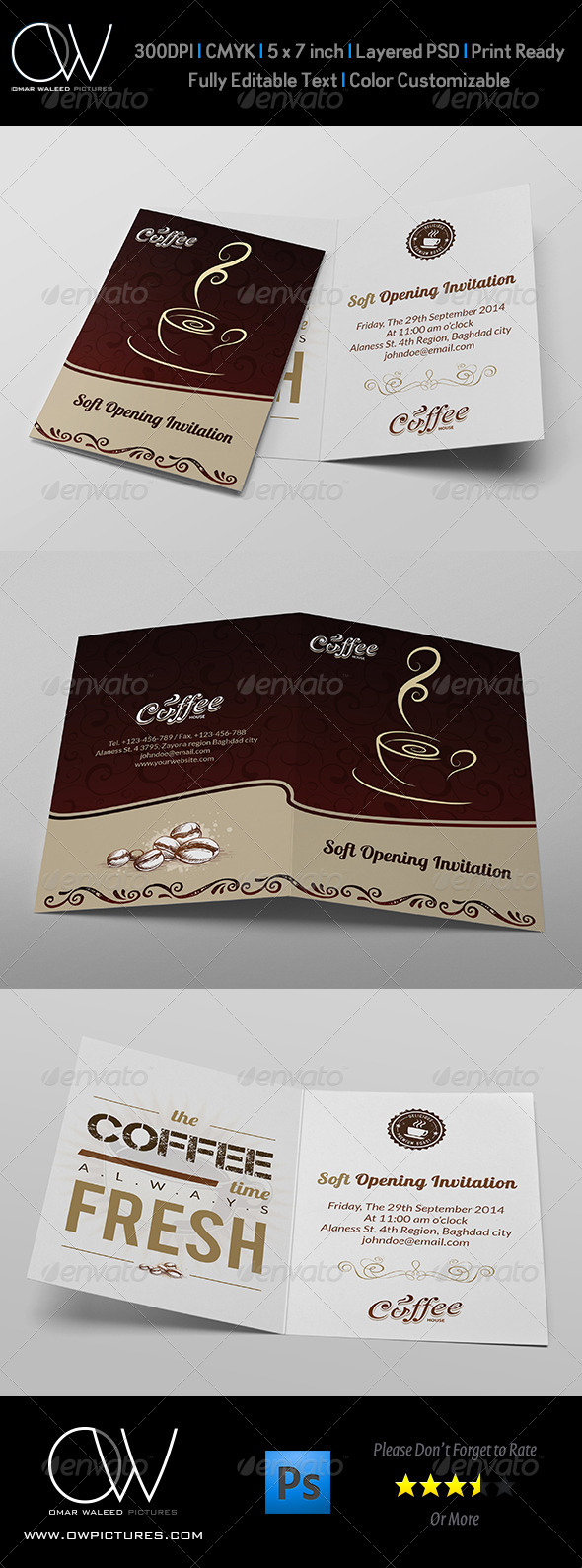 Cafe Soft Opening Invitation Card Vol.3 by OWPictures | GraphicRiver